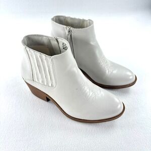 FRYE Ankle Boots White Block Heel Ankle‎ Leather Western Womens 5M Kids 3.5